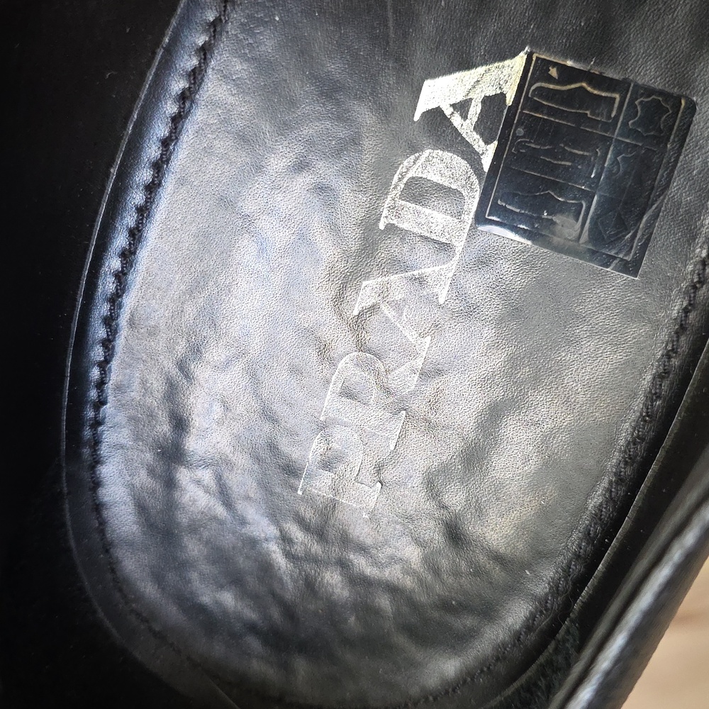 Prada Black Buckled Shoes Size 12 Immaculate Condition Soft Leather - Picture 5 of 9